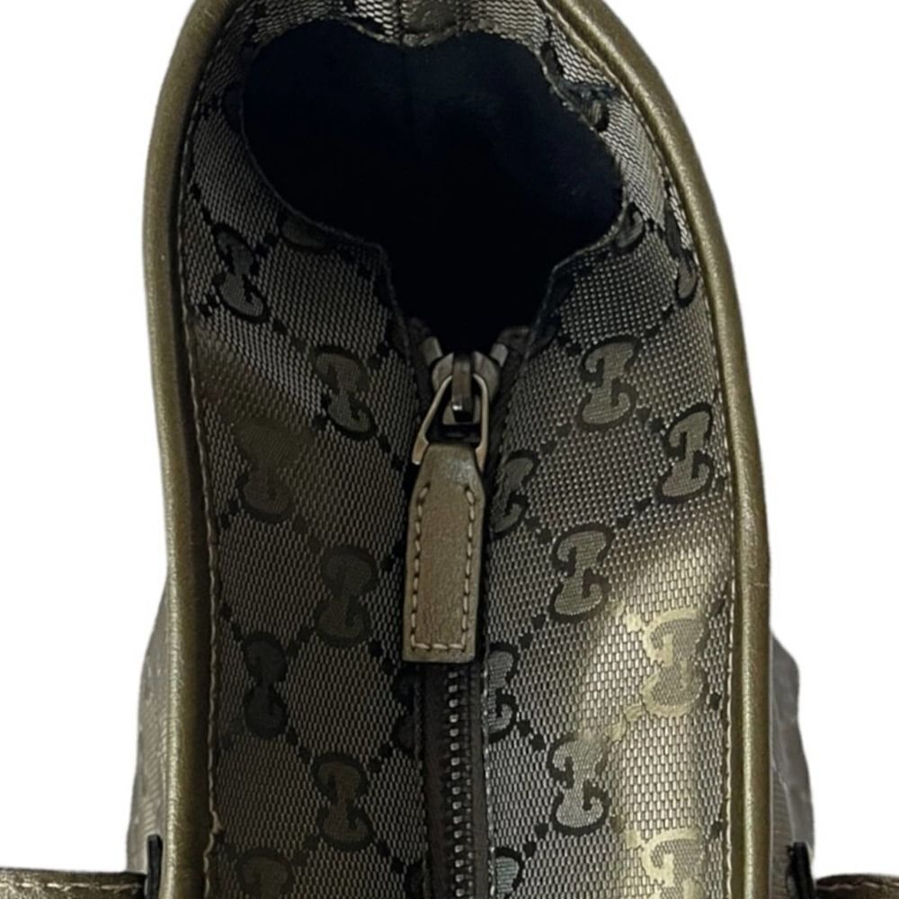 Gucci Imprime Gunmetal GG Coated Canvas Tote Handbag Shoulder Bag Medium - Picture 12 of 12